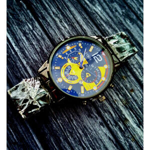 Rare Vintage Eyros Arcade Dial Chronograph New Old Stock